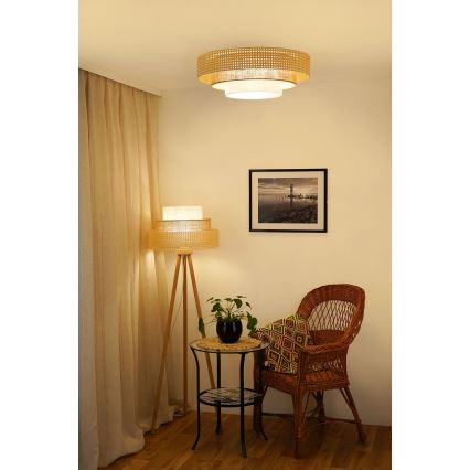 BRILAGI - LED plafonsko svetlo CEDAR LUNETA LED/26W/230V Ø 60 cm ratan/braon/krem