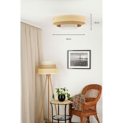 BRILAGI - LED plafonsko svetlo CEDAR LUNETA LED/26W/230V Ø 60 cm ratan/braon/krem