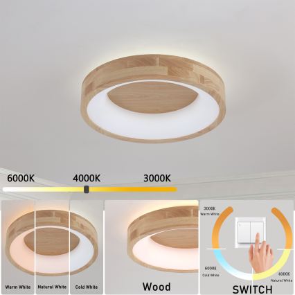 Brilagi - LED plafonsko svetlo FALCON WOOD LED/30W/230V 3000/4000/6000K prečnik 45 cm drvo