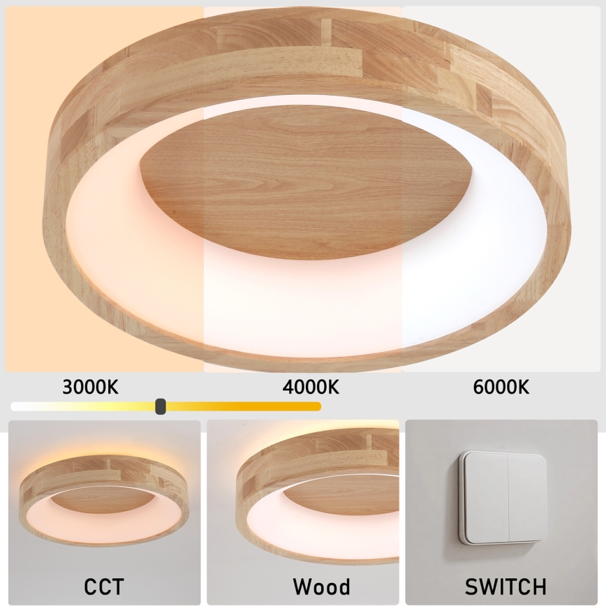 Brilagi - LED plafonsko svetlo FALCON WOOD LED/30W/230V 3000/4000/6000K prečnik 45 cm drvo