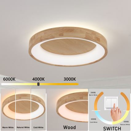 Brilagi - LED drveno plafonsko svetlo FALCON WOOD LED/40W/230V 3000/4000/6000K prečnik 60 cm
