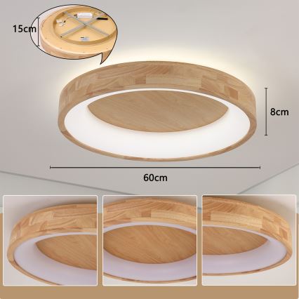 Brilagi - LED drveno plafonsko svetlo FALCON WOOD LED/40W/230V 3000/4000/6000K prečnik 60 cm