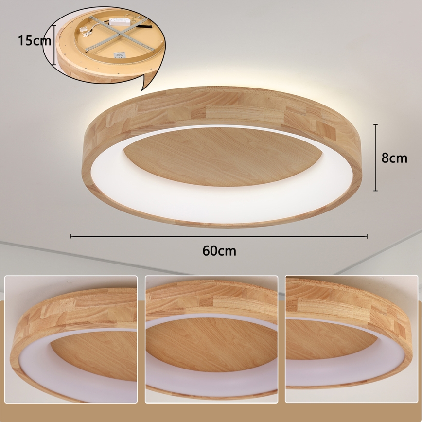 Brilagi - LED drveno plafonsko svetlo FALCON WOOD LED/40W/230V 3000/4000/6000K prečnik 60 cm