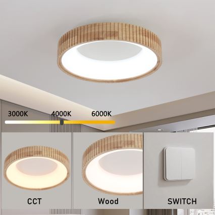 Brilagi - LED plafonsko svetlo FALCON WOOD MODERN LED/30W/230V 3000/4000/6000K prečnik 45 cm, drveno