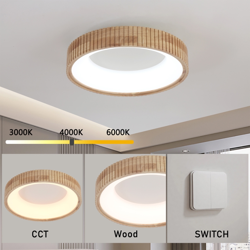 Brilagi - LED plafonsko svetlo FALCON WOOD MODERN LED/30W/230V 3000/4000/6000K prečnik 45 cm, drveno
