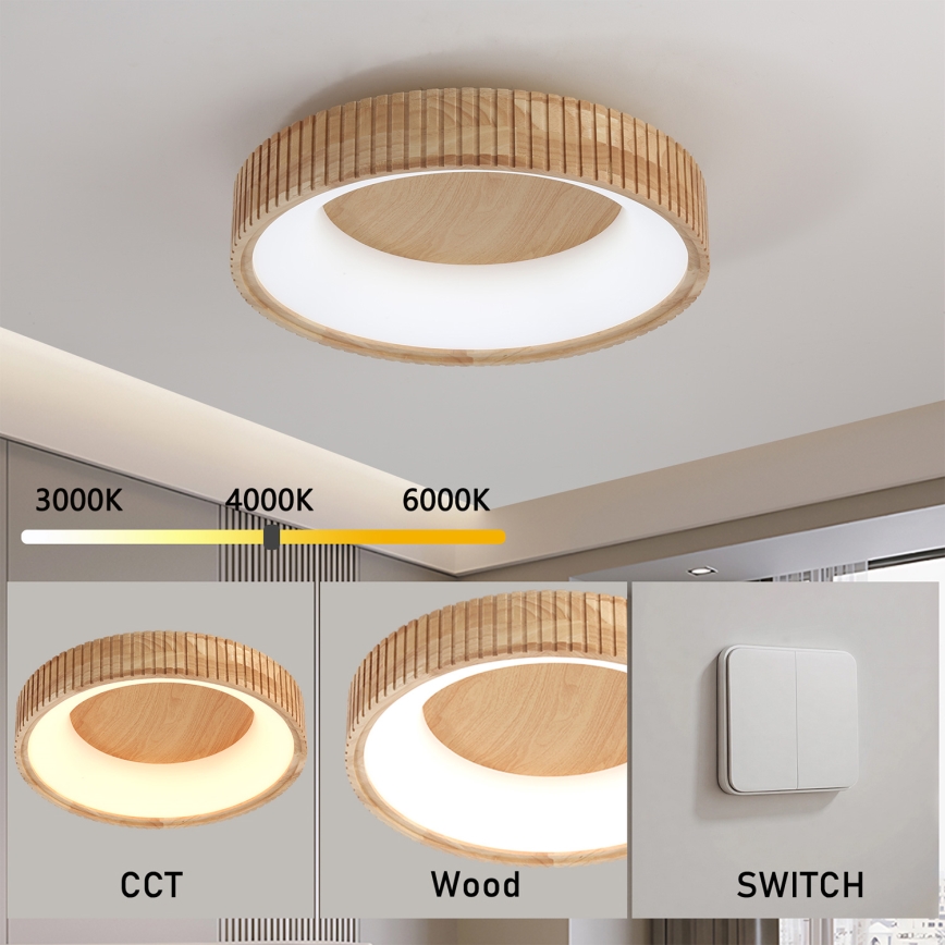 Brilagi - LED stropno svetlo FALCON WOOD MODERN LED/30W/230V 3000/4000/6000K, prečnik 45 cm, drvo