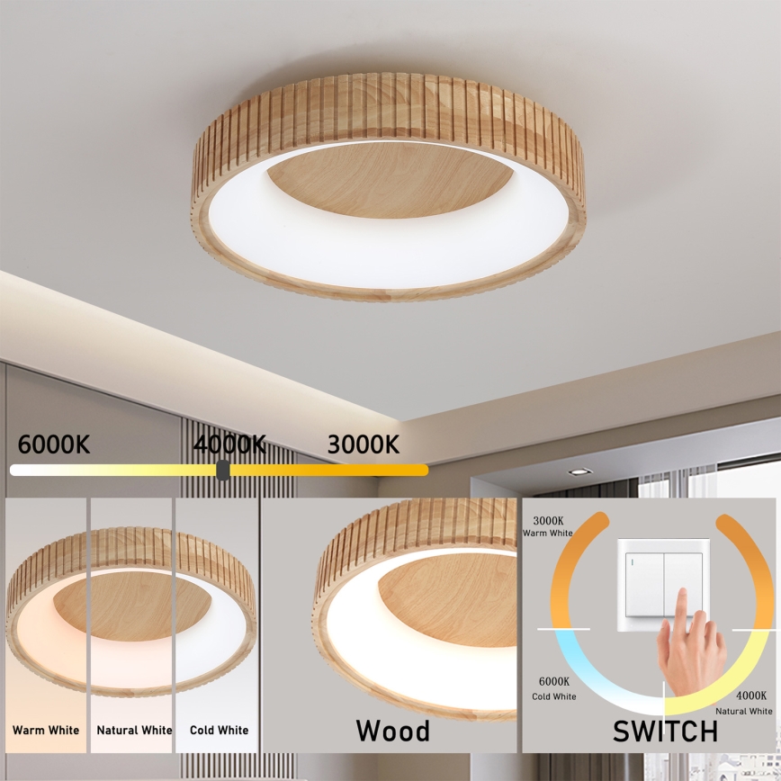 Brilagi - LED stropno svetlo FALCON WOOD MODERN LED/30W/230V 3000/4000/6000K, prečnik 45 cm, drvo