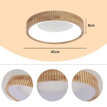 Brilagi - LED stropno svetlo FALCON WOOD MODERN LED/30W/230V 3000/4000/6000K, prečnik 45 cm, drvo