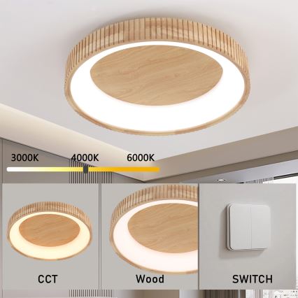 Brilagi - LED plafonsko svetlo FALCON WOOD MODERN LED/40W/230V 3000/4000/6000K prečnik 60 cm drvo