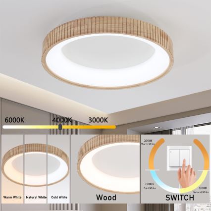 Brilagi - LED stropno svetlo FALCON WOOD MODERN LED/40W/230V 3000/4000/6000K Ø 60 cm drveno