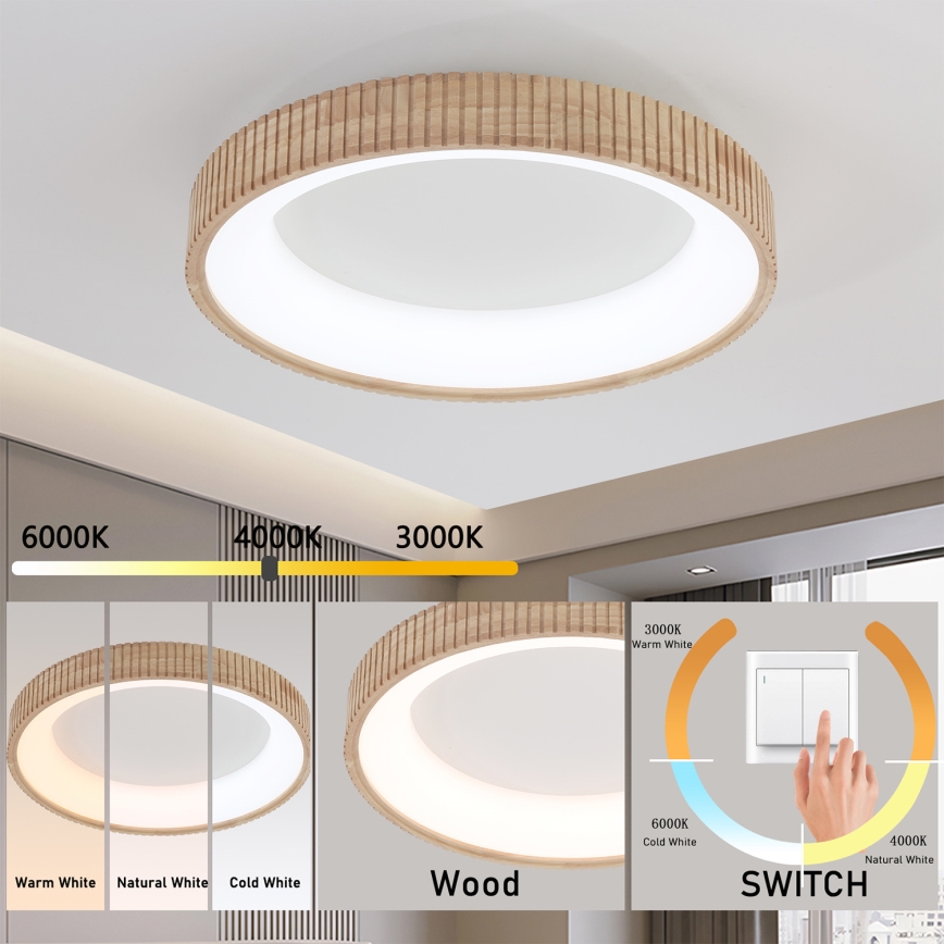 Brilagi - LED stropno svetlo FALCON WOOD MODERN LED/40W/230V 3000/4000/6000K Ø 60 cm drveno