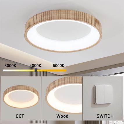 Brilagi - LED stropno svetlo FALCON WOOD MODERN LED/40W/230V 3000/4000/6000K Ø 60 cm drveno