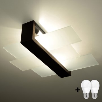 Brilagi - LED plafonsko svetlo HERA 2xE27/7,5W/230V 43x43 cm wenge