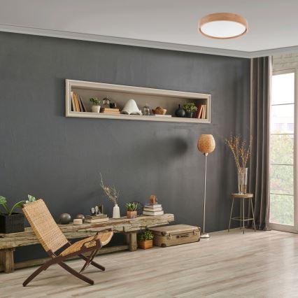Brilagi - LED prigušiva plafonska svetiljka MANAROLA SMART LED/24W/230V 2700-6500K hrast prečnik 41 cm Wi-Fi + daljinsko upravljanje Tuya
