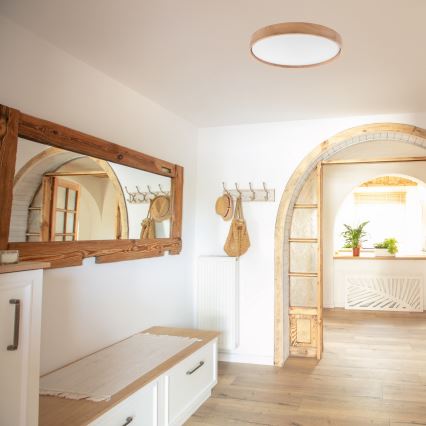 Brilagi - LED prigušiva plafonsko svetlo MANAROLA SMART LED/36W/230V 2700-6500K hrast prečnik 51 cm Wi-Fi + daljinsko upravljanje Tuya