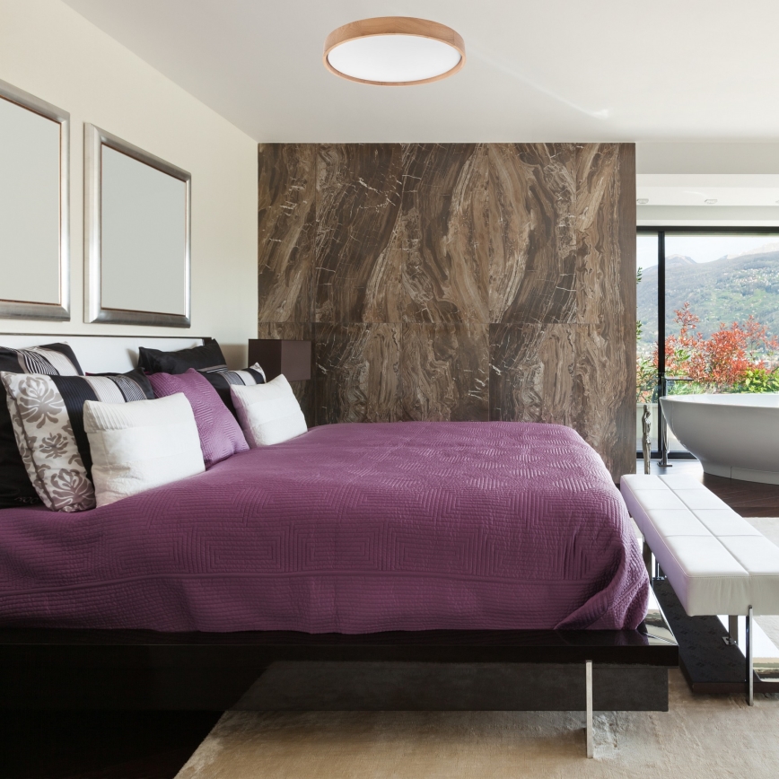 Brilagi - LED prigušiva plafonsko svetlo MANAROLA SMART LED/36W/230V 2700-6500K hrast prečnik 51 cm Wi-Fi + daljinsko upravljanje Tuya