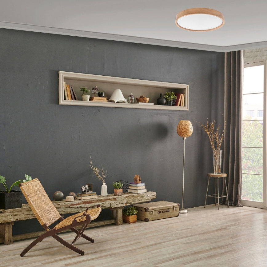 Brilagi - LED prigušiva plafonsko svetlo MANAROLA SMART LED/36W/230V 2700-6500K hrast prečnik 51 cm Wi-Fi + daljinsko upravljanje Tuya