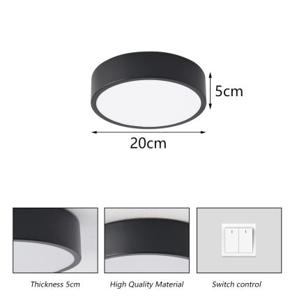 Brilagi - LED plafonsko svetlo POOL LED/18W/230V 3000/4500/6000K prečnik 20 cm crno