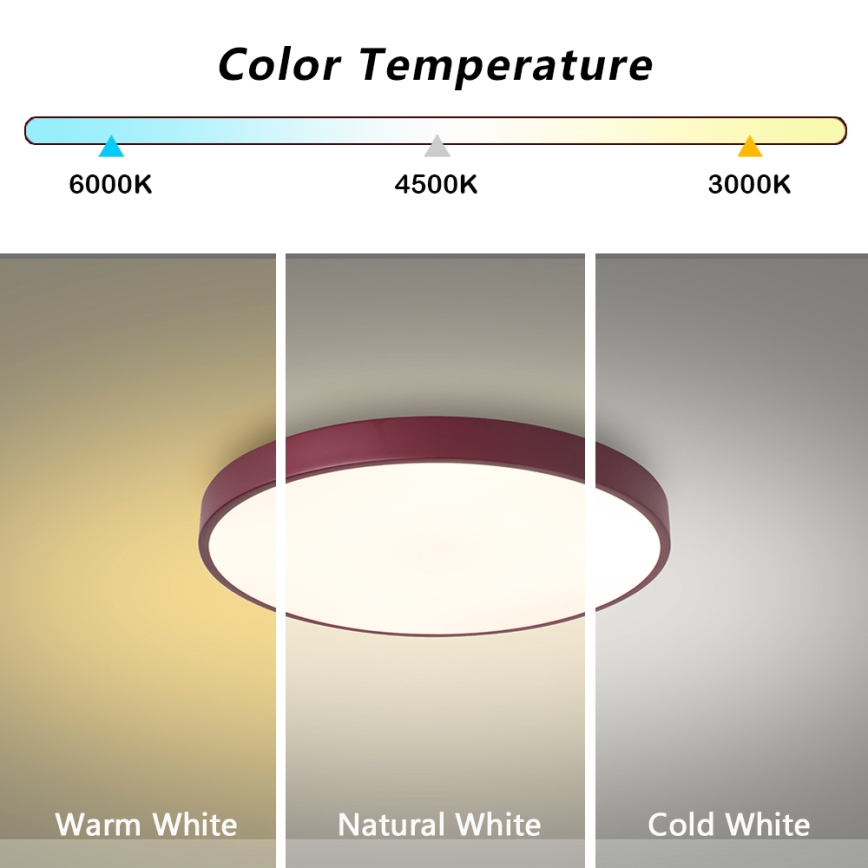 Brilagi - LED plafonsko svetlo POOL LED/36W/230V 3000/4000/6000K prečnik 30 cm bordo
