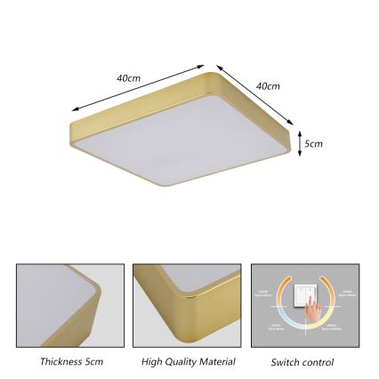 Brilagi - LED plafonsko svetlo POOL LED/36W/230V 3000/4500/6000K 40x40 cm zlatna