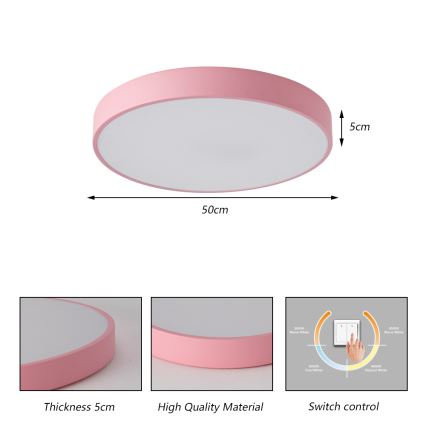 Brilagi - LED plafonsko svetlo POOL LED/60W/230V 3000/4000/6000K Ø 50 cm ružičasta