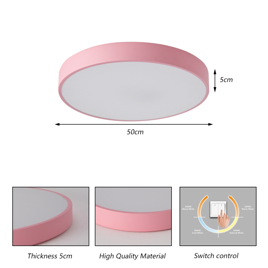 Brilagi - LED plafonsko svetlo POOL LED/60W/230V 3000/4000/6000K Ø 50 cm ružičasta
