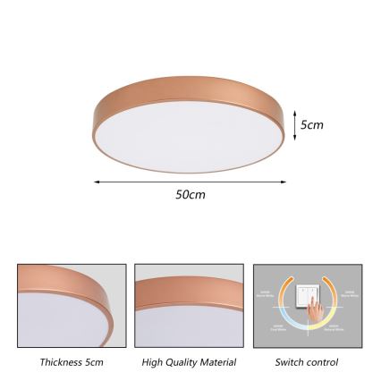 BRILAGI - LED plafonsko svetlo POOL LED/60W/230V 3000/4000/6000K, prečnika 50 cm, u boji bakra