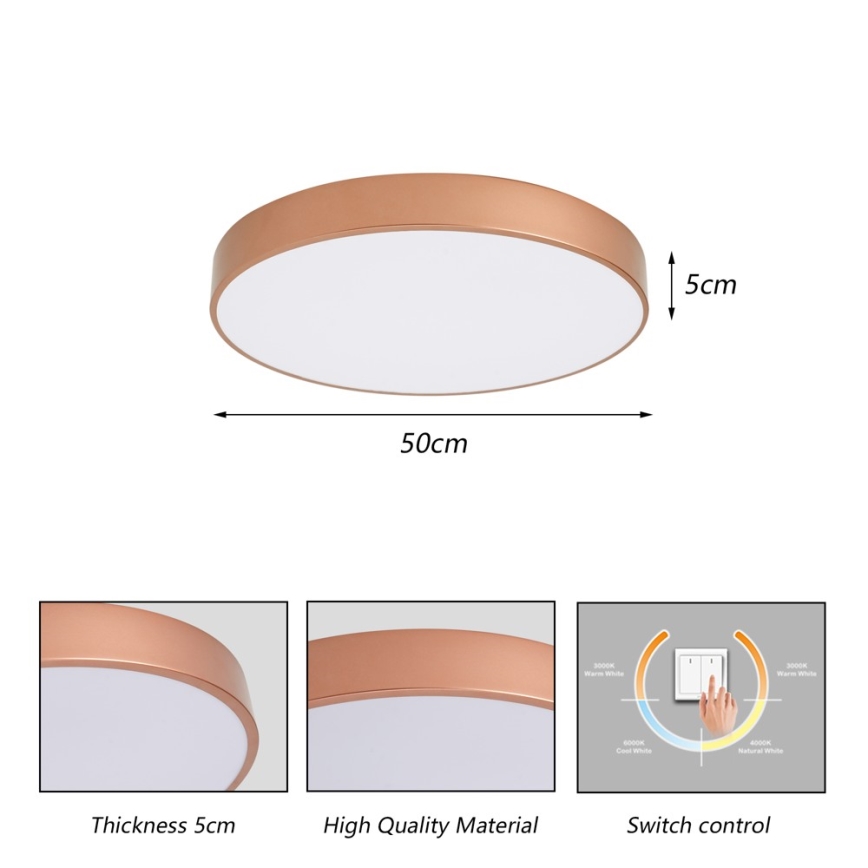 BRILAGI - LED plafonsko svetlo POOL LED/60W/230V 3000/4000/6000K, prečnika 50 cm, u boji bakra