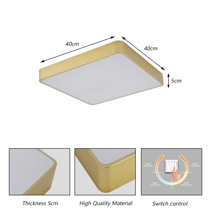 BRILAGI - LED plafonsko svetlo POOL SQUARE LED/36W/230V 3000/4000/6000K 40x40 cm zlatna