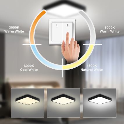 Brilagi - LED stropna svetiljka POOL SQUARE LED/36W/230V 3000/4500/6000K 40x40 cm crna