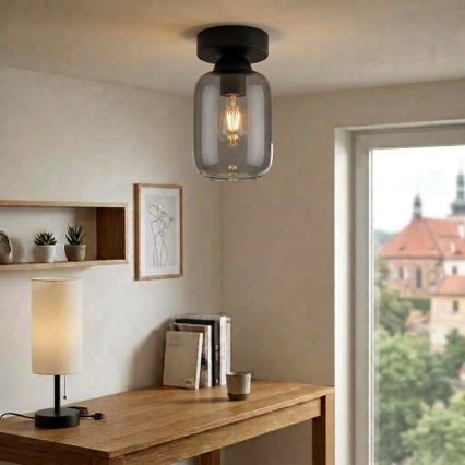 BRILAGI - LED plafonsko svetlo RETRO GLASS 1xE27/60W/230V prečnik 14 cm crna/zadimljeno-siva