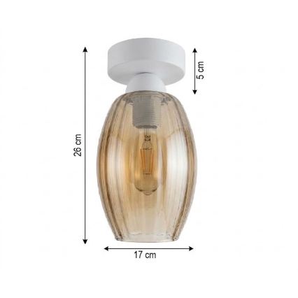 BRILAGI - LED stropna svetiljka RETRO GLASS 1xE27/60W/230V Ø 17 cm bela/dimljeno bež