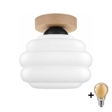 BRILAGI - LED plafonsko svetlo RETRO GLASS 1xE27/60W/230V fi 20 cm hrast/bela