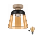 BRILAGI - LED plafonsko svetlo RETRO GLASS 1xE27/60W/230V prečnik 15,5 cm bež/dimljeno bež