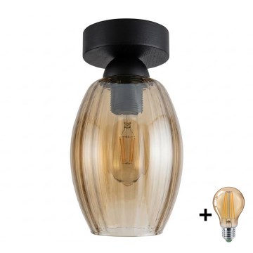 BRILAGI - LED plafonsko svetlo RETRO GLASS 1xE27/60W/230V prečnik 17 cm crno/zadimljeno bež