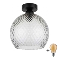 BRILAGI - LED plafonsko svetlo RETRO GLASS 1xE27/60W/230V prečnik 25 cm crna/zadimljeno siva