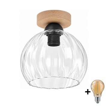 BRILAGI - LED plafonsko svetlo RETRO GLASS 1xE27/60W/230V prečnik 25 cm hrast/prozirno