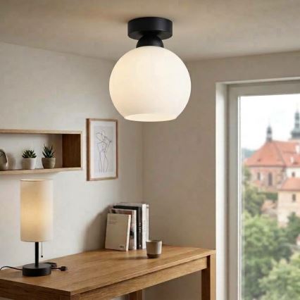 BRILAGI - LED plafonsko svetlo RETRO GLASS 1xE27/60W/230V Ø 15 cm crna/bela