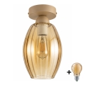 BRILAGI - LED plafonsko svetlo RETRO GLASS 1xE27/60W/230V Ø 17 cm bež/dimljeno bež