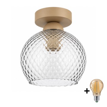 BRILAGI - LED plafonsko svetlo RETRO GLASS 1xE27/60W/230V Ø 18 cm bež/dimljeno siva