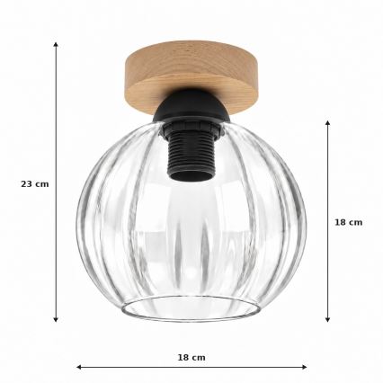 BRILAGI - LED plafonsko svetlo RETRO GLASS 1xE27/60W/230V Ø 18 cm hrast/prozirno