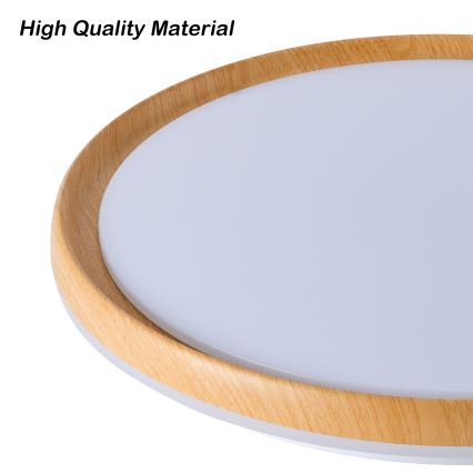 Brilagi - LED prigušiva stropna svetiljka RIVO LED/72W/230V 3000-6000K drveni dekor prečnik 50 cm + daljinski upravljač