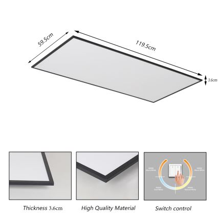 Brilagi - LED plafonsko svetlo SLIMFRAME LED/80W/230V 120x60 cm 3000/4000/6000K crna
