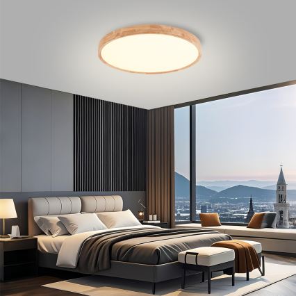 Brilagi - LED stropno svetlo WOODROUND LED/40W/230V 3000/4000/6000K prečnik 60 cm drveno CRI 90