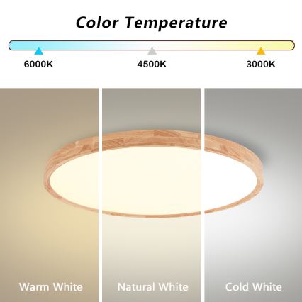Brilagi - LED stropno svetlo WOODROUND LED/40W/230V 3000/4000/6000K prečnik 60 cm drveno CRI 90