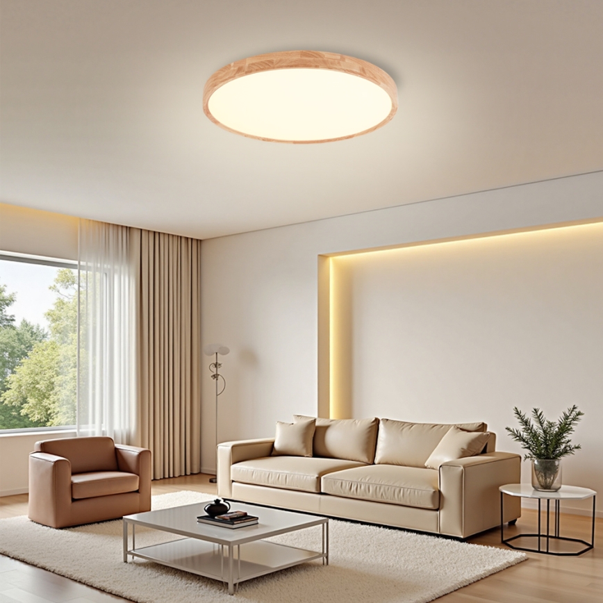 Brilagi - LED stropno svetlo WOODROUND LED/40W/230V 3000/4000/6000K prečnik 60 cm drveno CRI 90