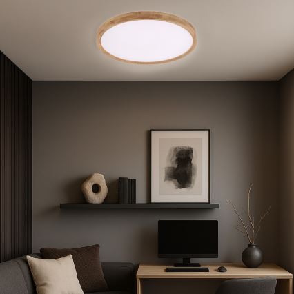 Brilagi - LED stropno svetlo WOODROUND LED/40W/230V 3000/4000/6000K prečnik 60 cm drveno CRI 90