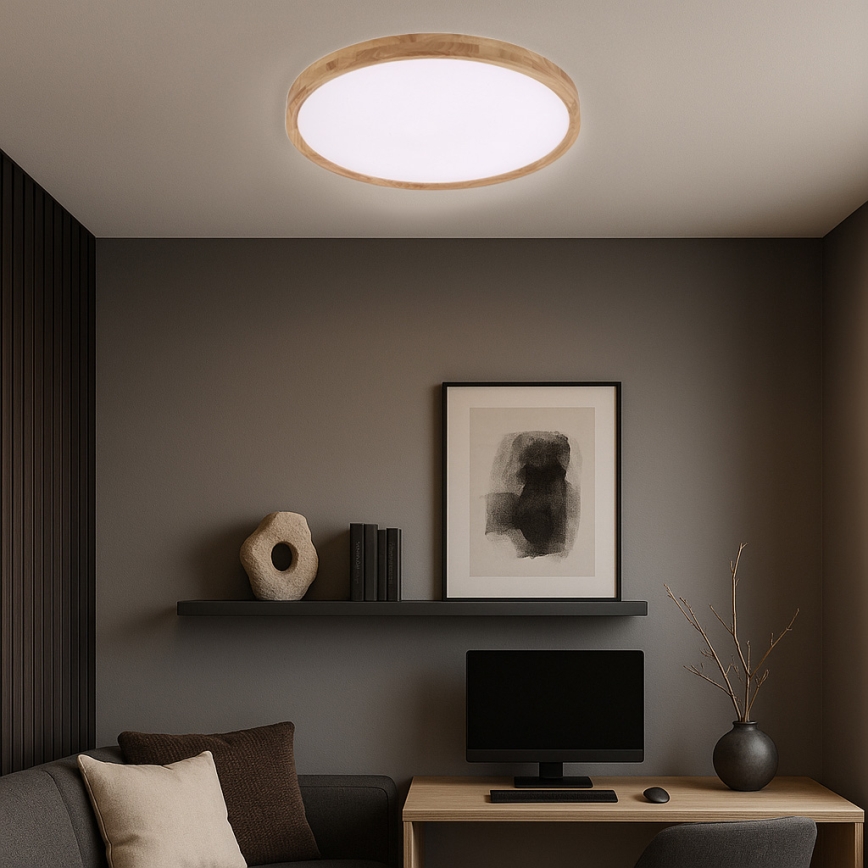 Brilagi - LED stropno svetlo WOODROUND LED/40W/230V 3000/4000/6000K prečnik 60 cm drveno CRI 90