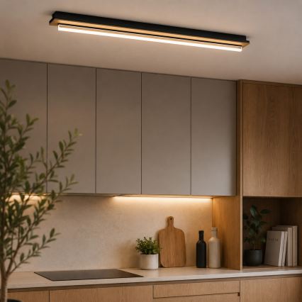 Brilagi - LED plafonsko svetlo WOODY FLAT LED/25W/230V hrast/crna