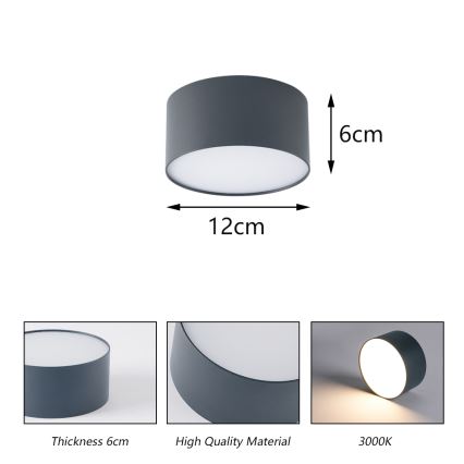 Brilagi - LED plafonsko svetlo za kupatilo FORIS LED/14W/230V, prečnik 12 cm, antracit, IP44